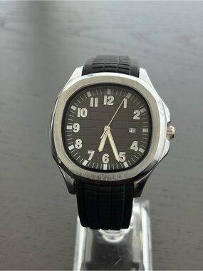 Aquanaut Style Luxury Sport Watch Black Dial Rubber Strap